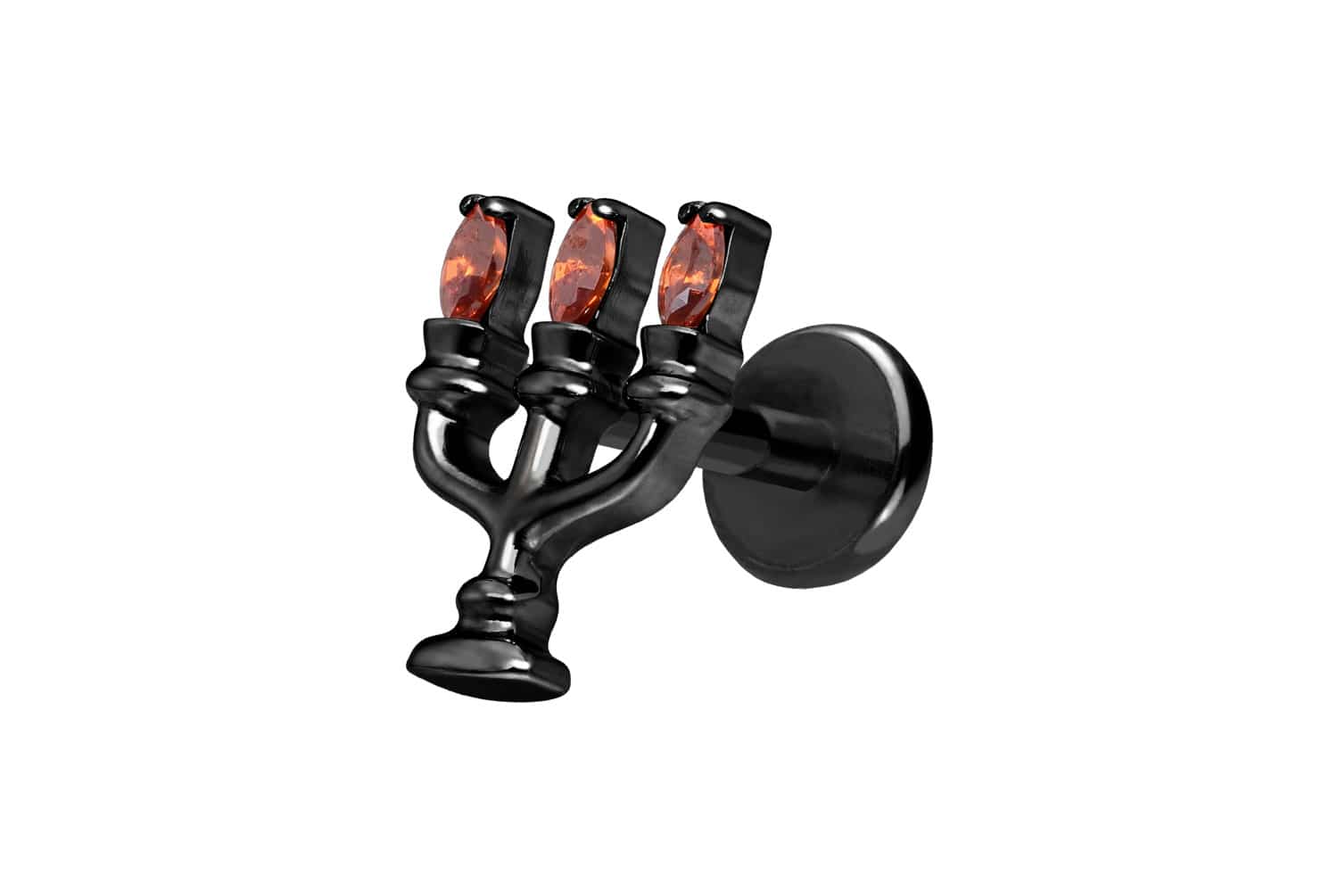 Titan Labret Piercing mit Push Fit KERZENLEUCHTER